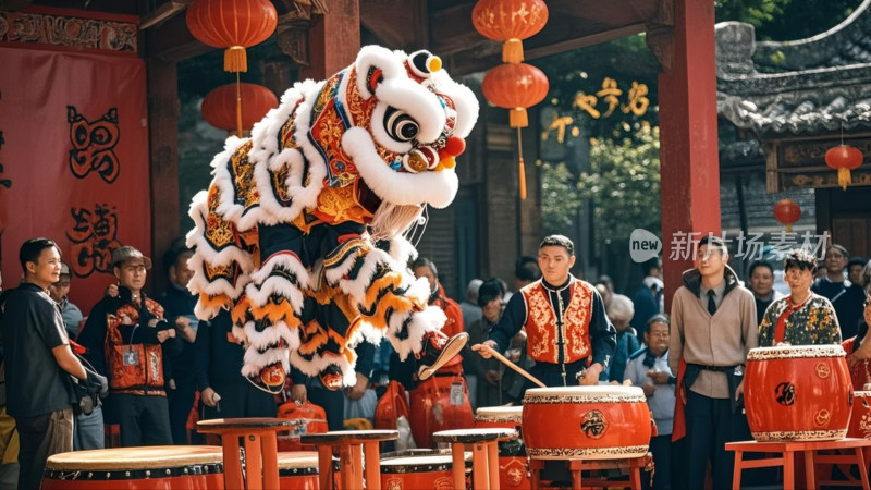 喜庆祥和的舞狮表演