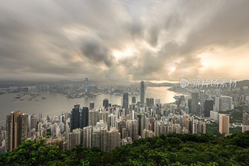 香港维多利亚港CBD中环繁华都市