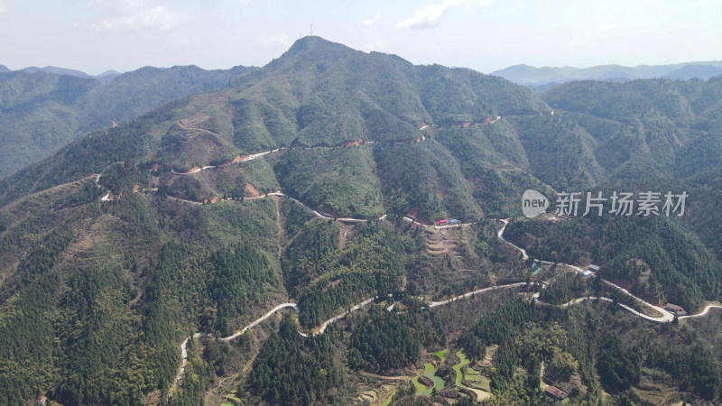 航拍巍峨大山盘山公路