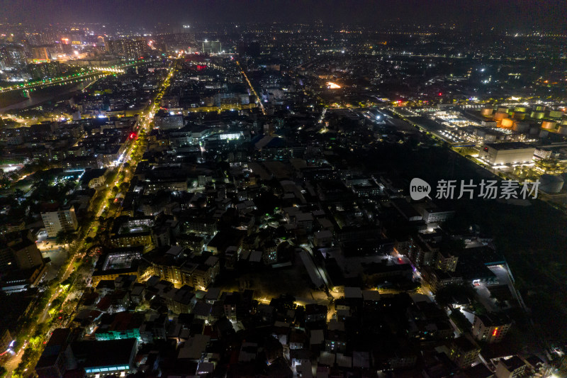 广东茂名城市夜景灯光航拍摄影图