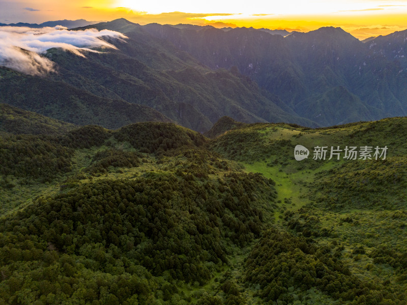 湖北神农架云海日落晚霞航拍摄影图