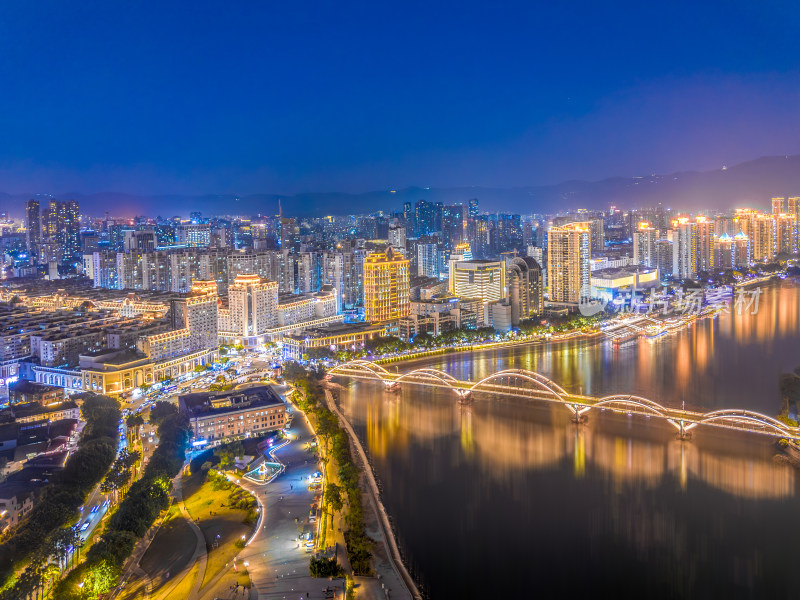 航拍福州中洲岛夜景