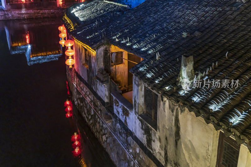 浙江湖州南浔古镇水乡百间楼夜景