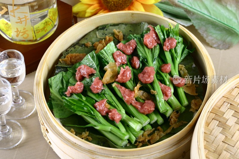 青菜胆蒸肉末