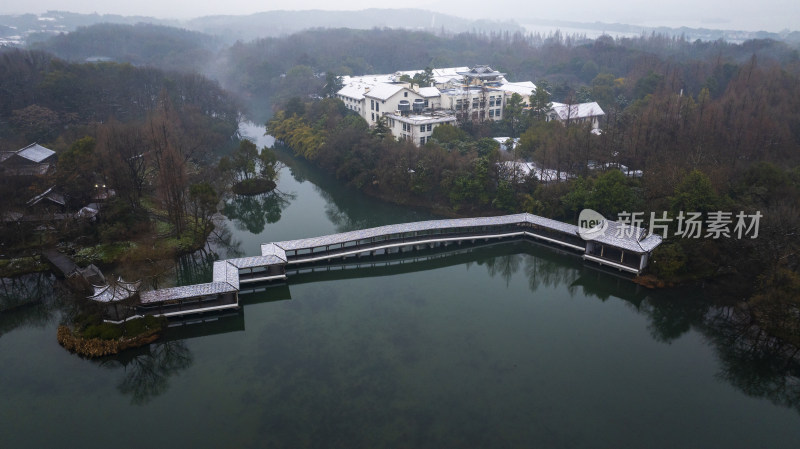 浙江省杭州市西湖浴鹄湾冬季雪景