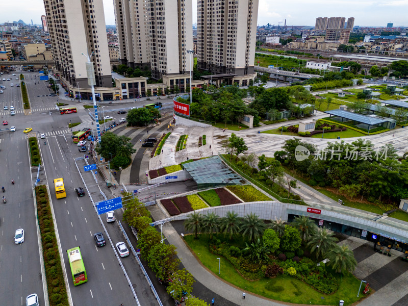 广西贵港城市风光交通航拍图