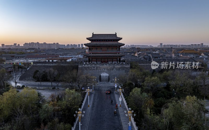 山东省聊城市东昌府区聊城古城航拍