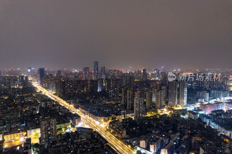 四川成都万家灯火夜景航拍图