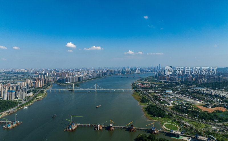 长沙三汊矶大桥城市全景