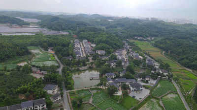 航拍湖南益阳山乡巨变第一村4A景区