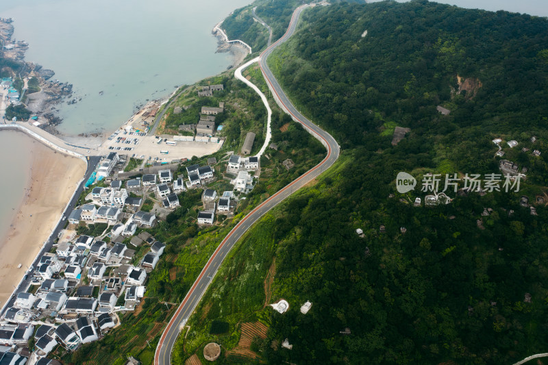 航拍岱山凉峙渔村和盘山公路