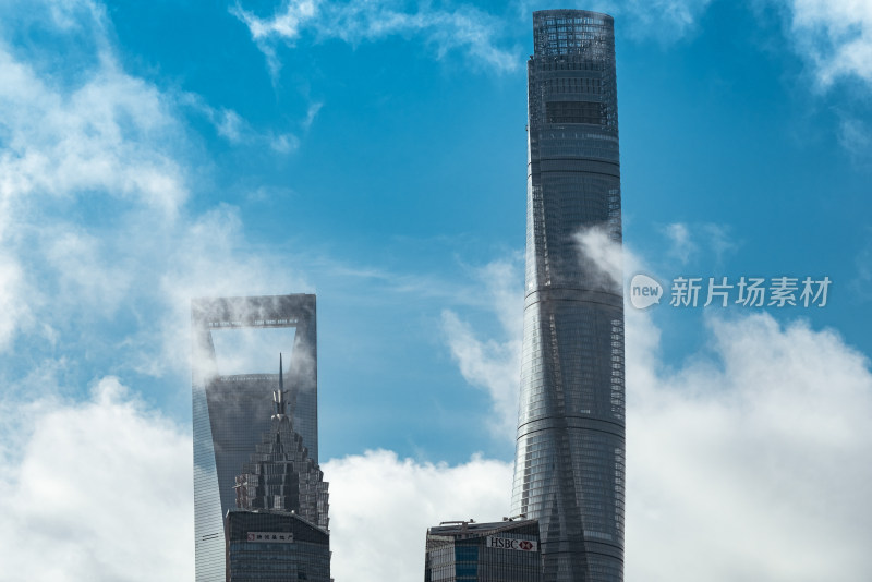 上海地标建筑陆家嘴金融区三件套特写