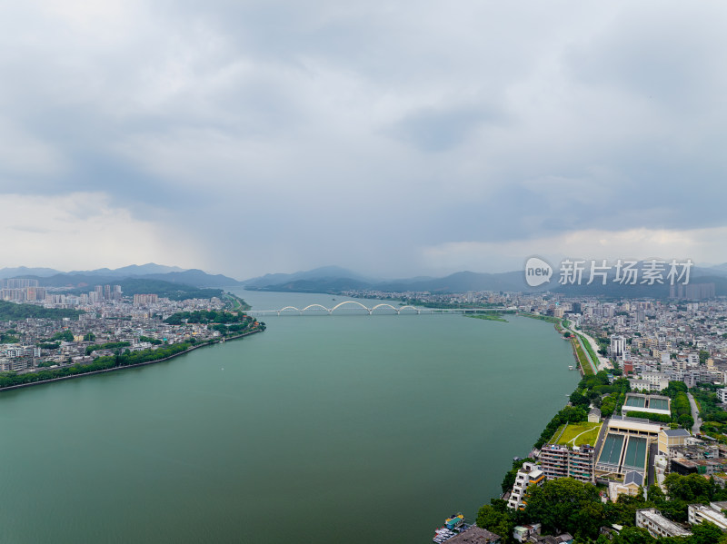 航拍夏季白天广东潮州韩江江景风光