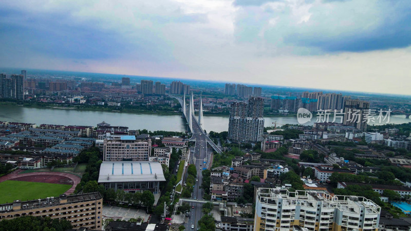 湖南益阳城市建设航拍图