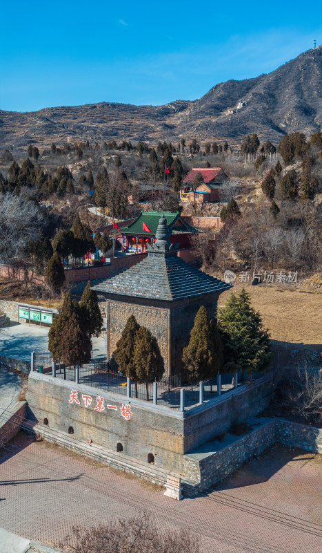 航拍河南安阳修定寺塔风光