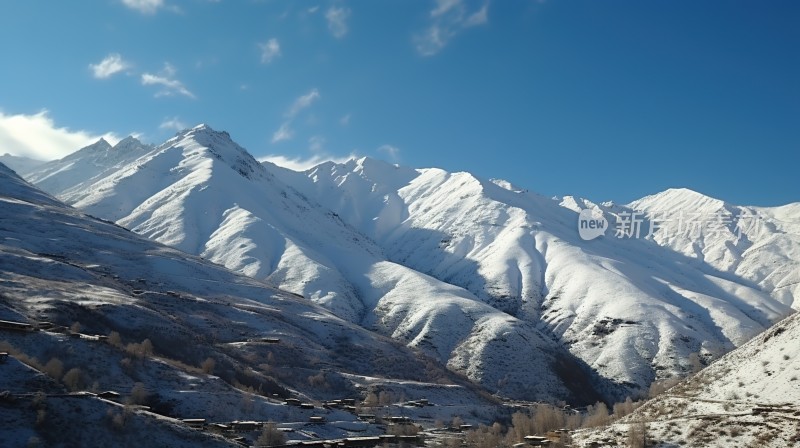 冬季唯美雪景雪山海报背景配图高清摄影图