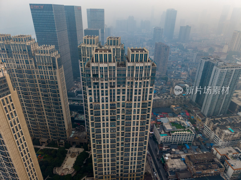 长沙城市晨曦清晨航拍图