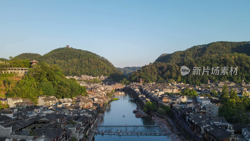 航拍湖南湘西凤凰古城5A景区