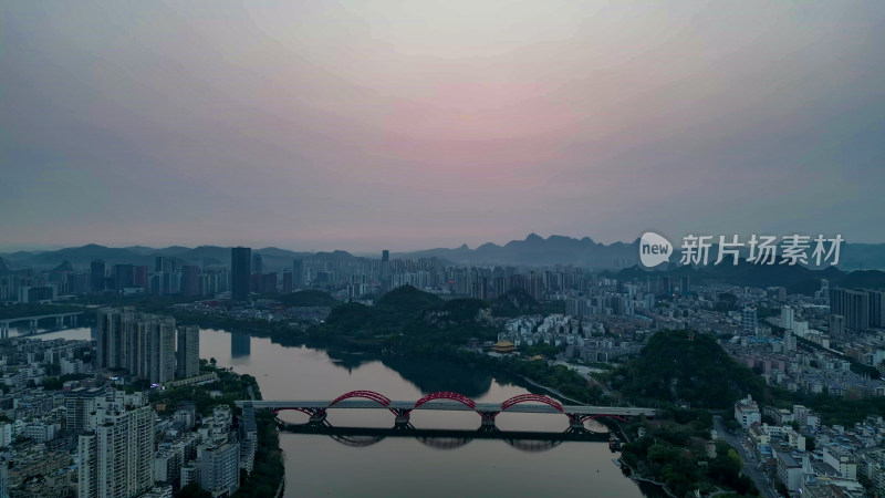 广西柳州城市清晨航拍