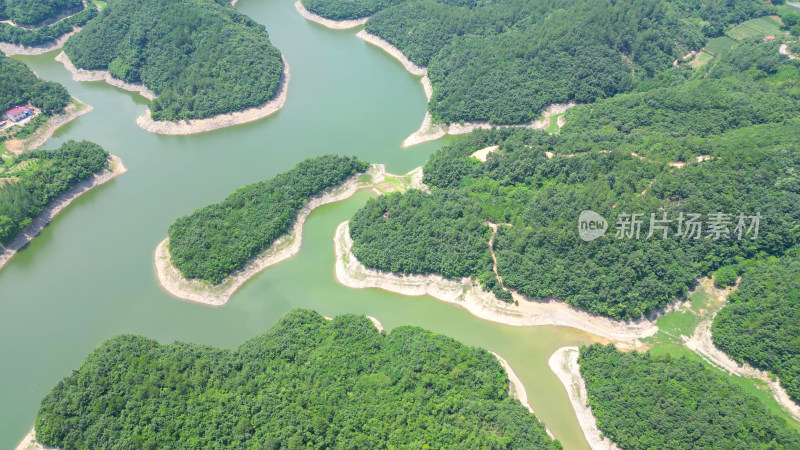 航拍湖北襄阳南漳县三道河风景区