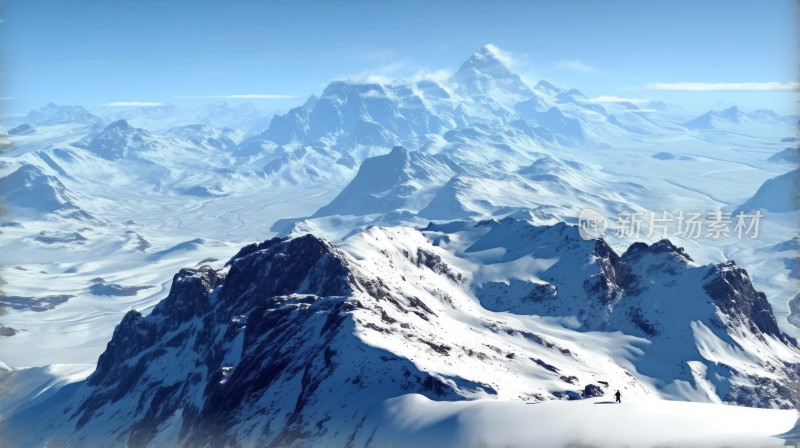 雪山山顶日照金山雪景风光风景