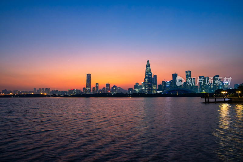 深圳湾后海CBD天际线夜景