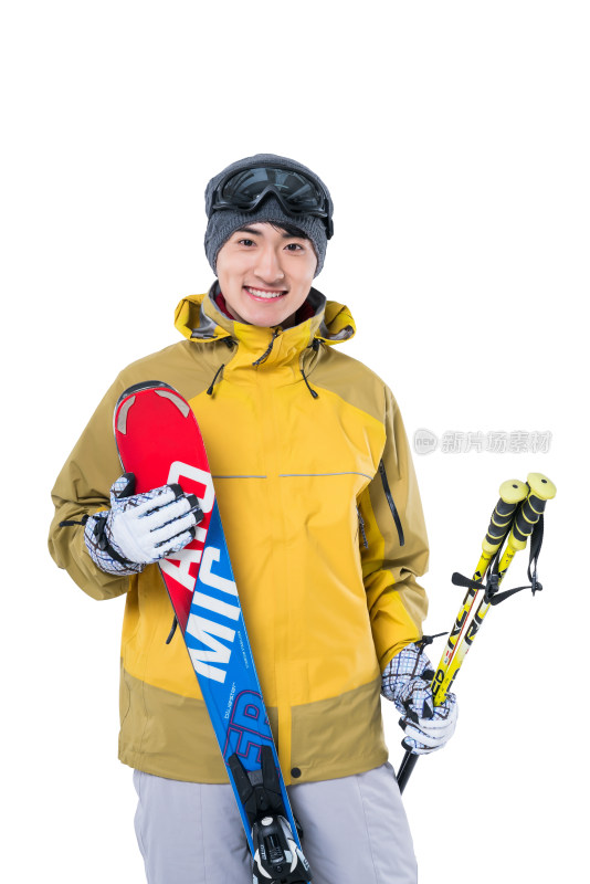 年轻男子滑雪