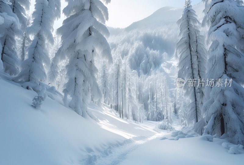 冬季森林白雪覆盖风景