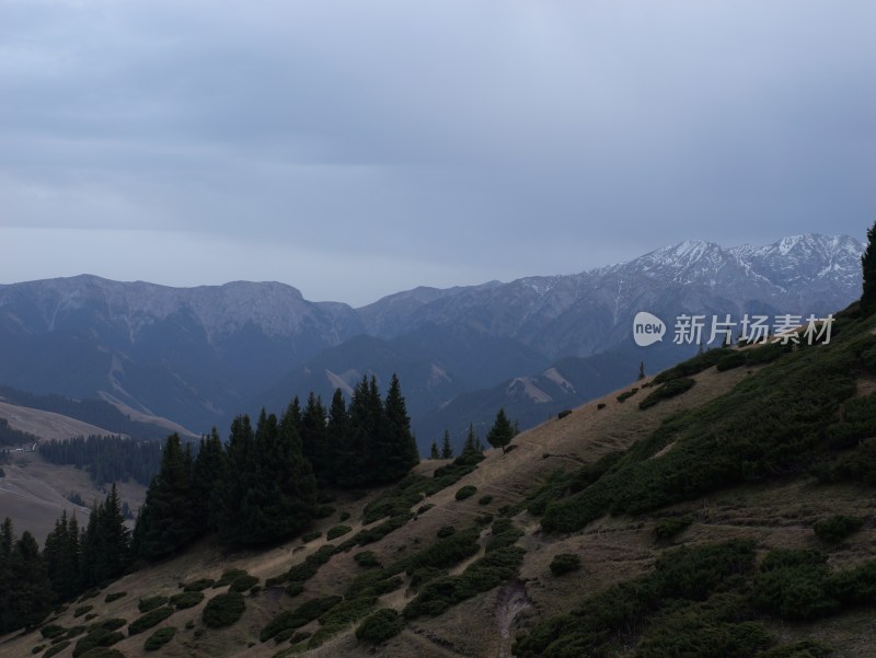 阴天雪山风光