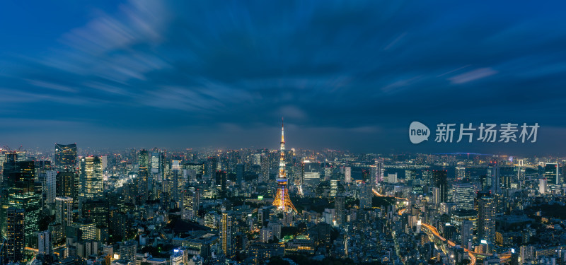 日本东京六本木之丘俯瞰东京市夜晚全景