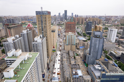 河北石家庄城市风光全景图航拍