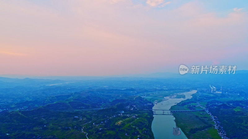 中国四川河流渠江航拍