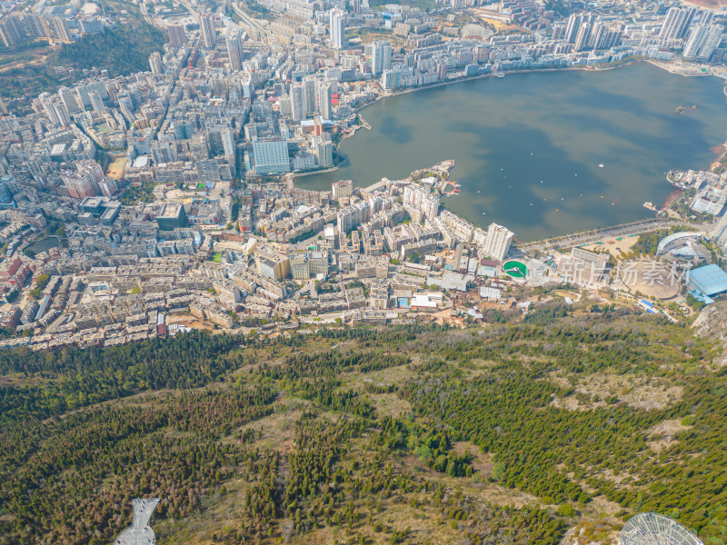 航拍云南红河州个旧市城市风光