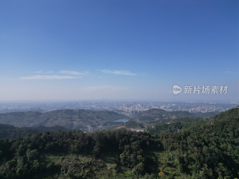 成都龙泉山航拍城市远景鸟瞰城市