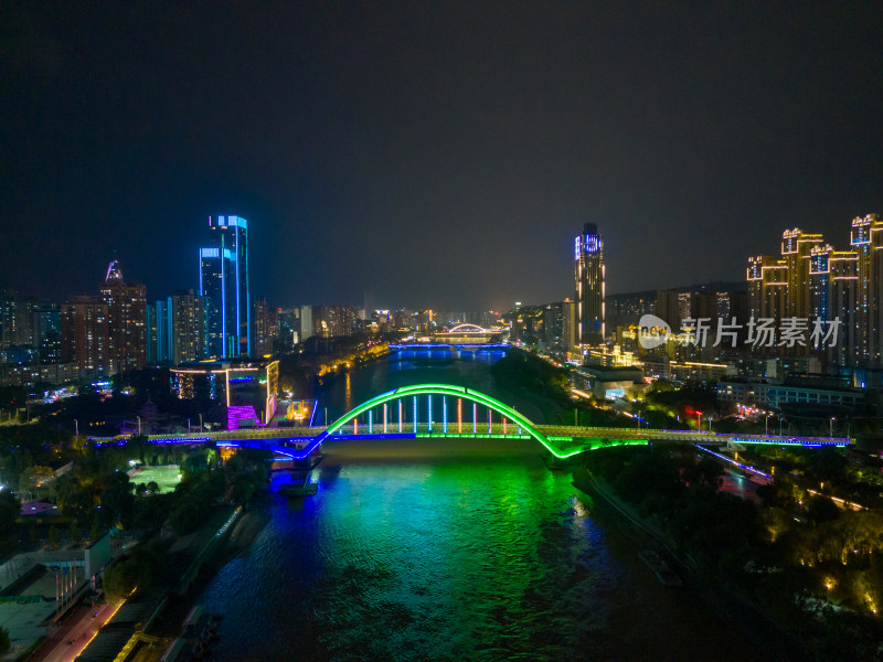 甘肃兰州金雁黄河大桥夜景