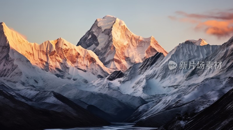 冬季唯美雪景雪山海报背景配图高清摄影图