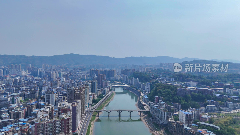 四川达州城市建设达州大景航拍摄影图