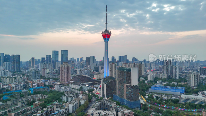 航拍成都天府熊猫塔地标建筑摄影图