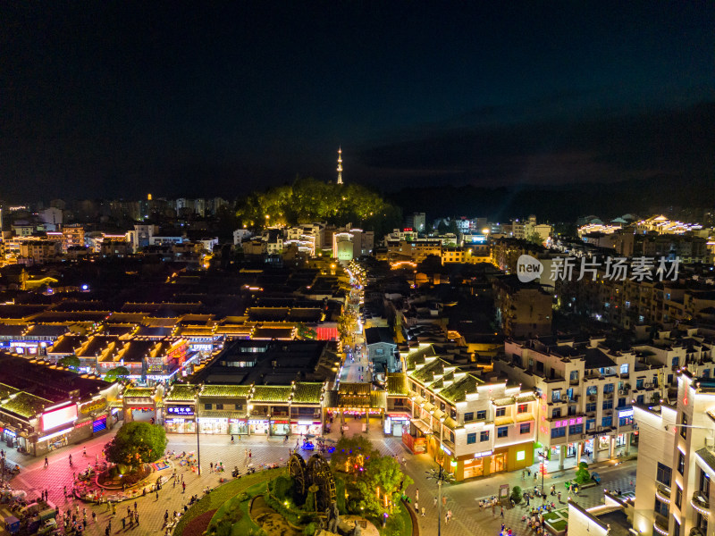 福建泰宁古城城市夜景灯光航拍图