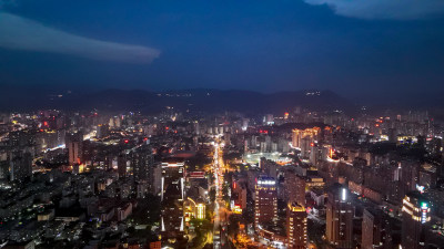 福建莆田城市大景夜景灯光航拍图