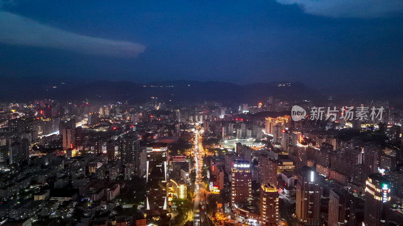 福建莆田城市大景夜景灯光航拍图