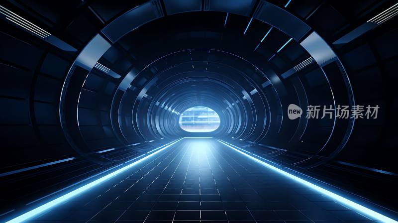 科技感立体空间隧道3D渲染