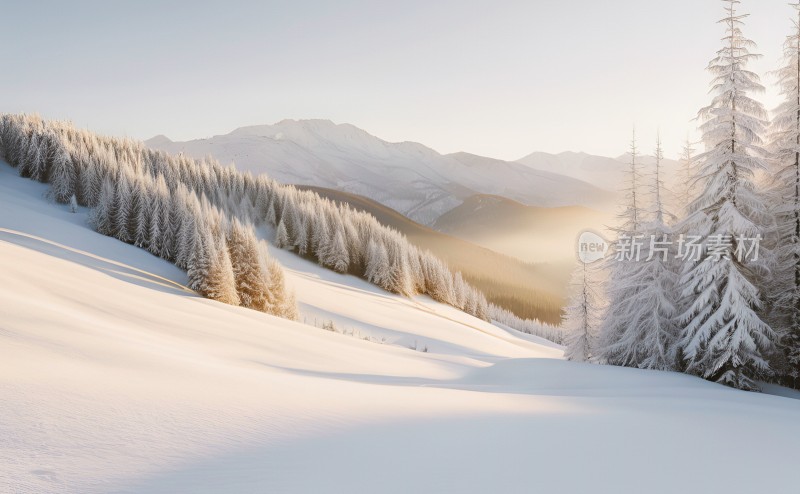 冬季森林白雪覆盖风景