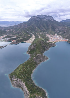 云南丽江泸沽湖摩梭族美景高空航拍