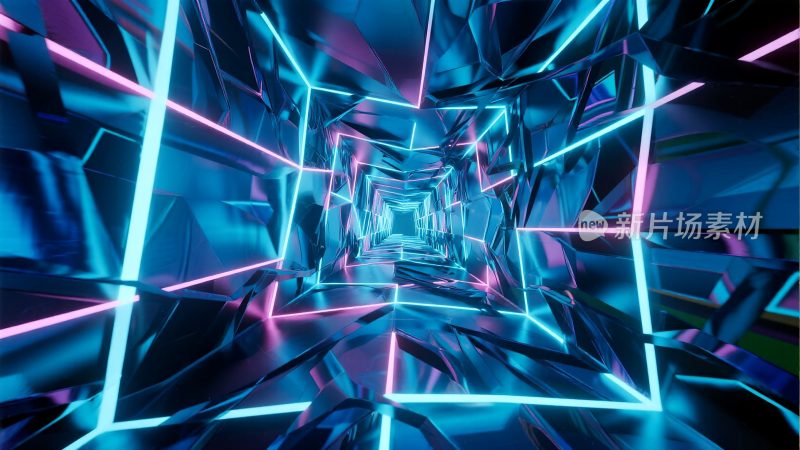 蓝色发光隧道科技感场景