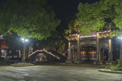 浙江绍兴柯岩景区柯岩鲁镇夜景