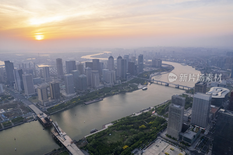天津海河于家堡金融中心城市现代建筑风光