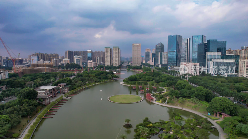 广东佛山千灯湖城市风光航拍