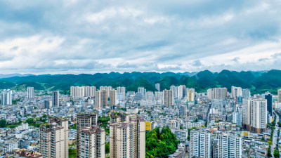 湖北恩施土家族苗族自治州利川市阴天航拍