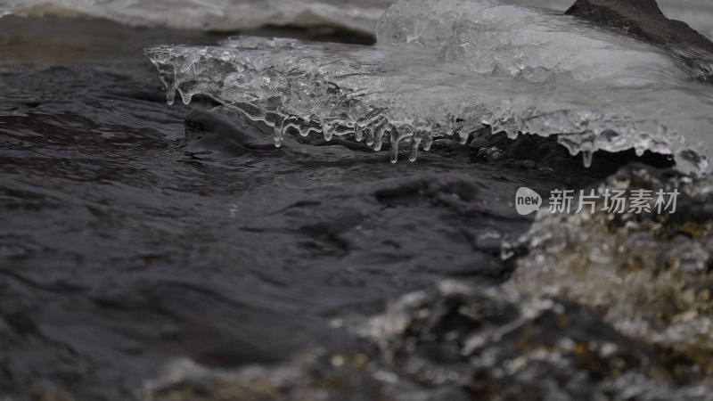 冬季雪地冰冻的河流